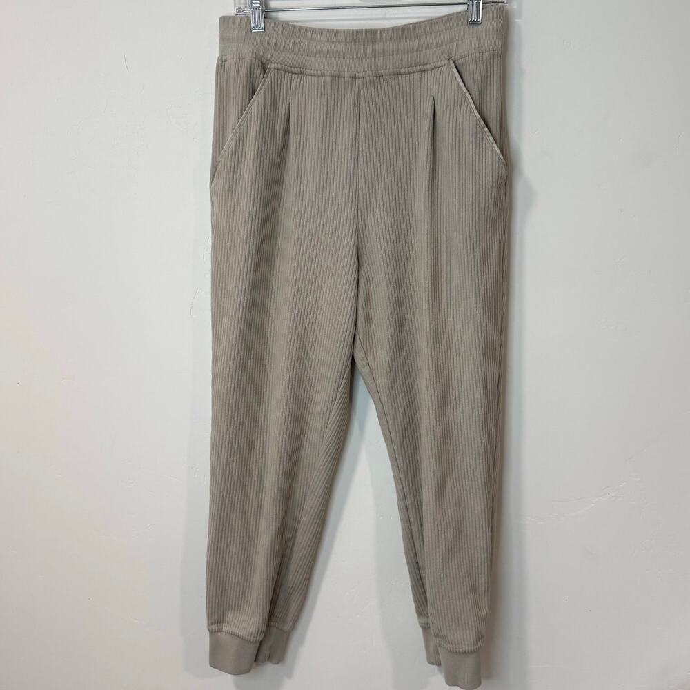 VARLEY Chaucer Corduroy Ribbed High Rise Jogger SweatPant Taupe Grey‎ Large